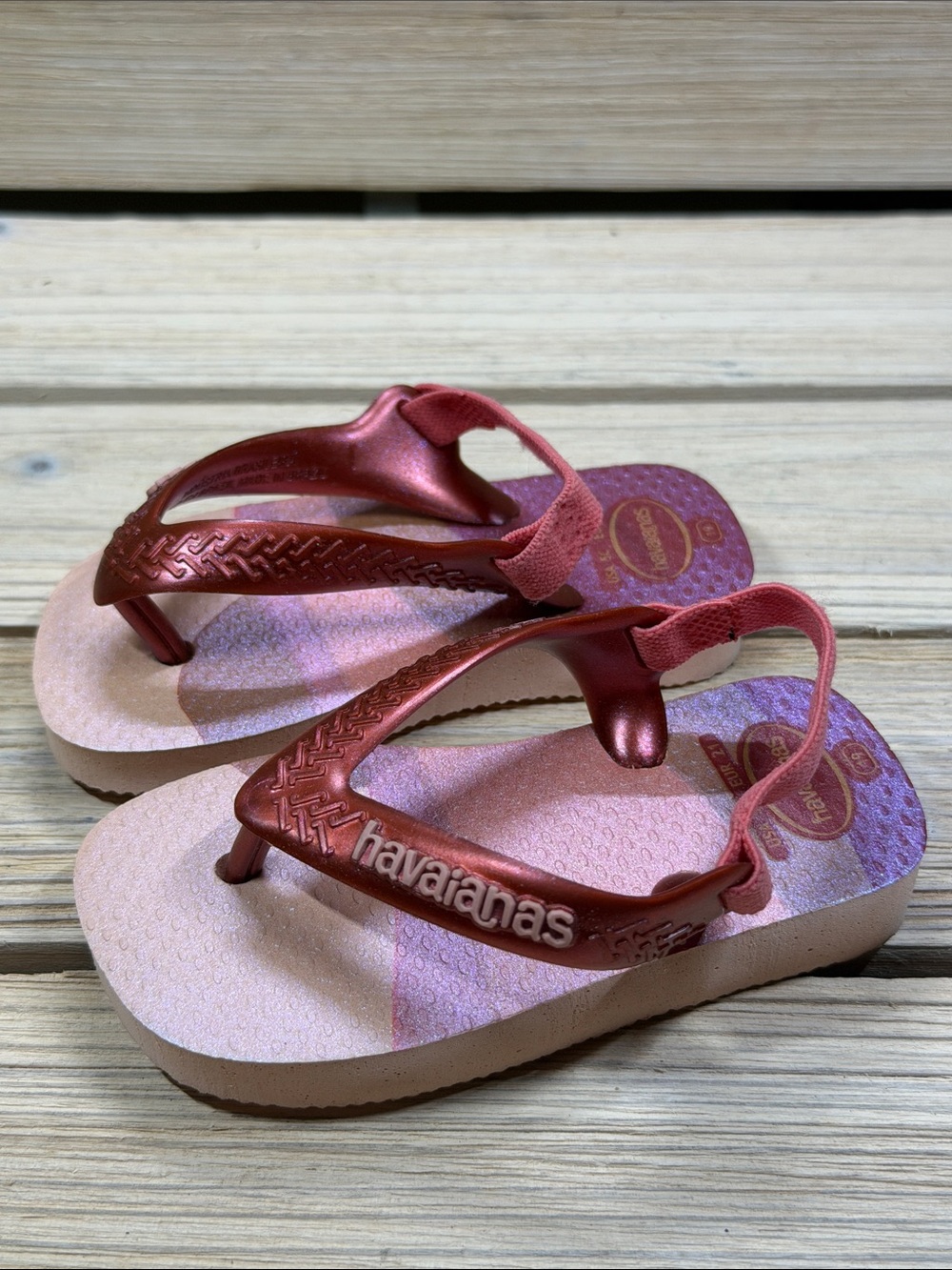 Havaianas Baby Pink Flip Flops with Heel Strap